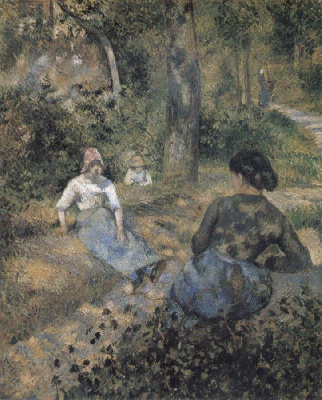Camille Pissarro Peasants resting Spain oil painting art